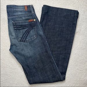 7 for all Mankind Denim Jeans Dojo Size 28 x 33 Dark Wash Flare Wide Leg